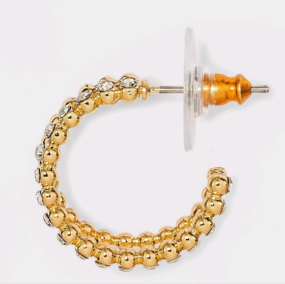 BaubleBar Crystal Beaded Double Hoop Earrings Gold SUGARFIX BN - Picture 2 of 2